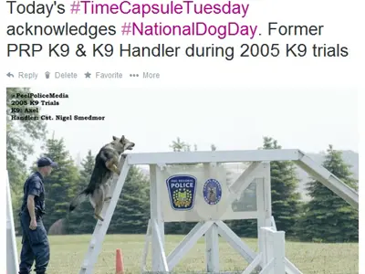 Former K9 and handler on National Dog Day in 2005.