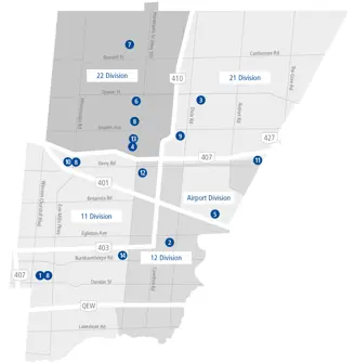 Peel Regional Police Divisional Map 2023