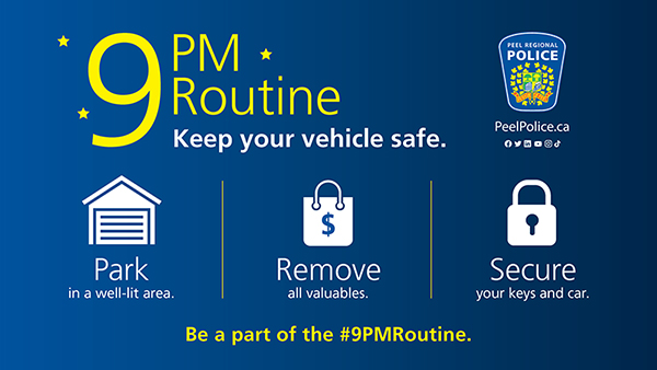 #9PMRoutine - park well-lit area, remove valuables, secure keys and car