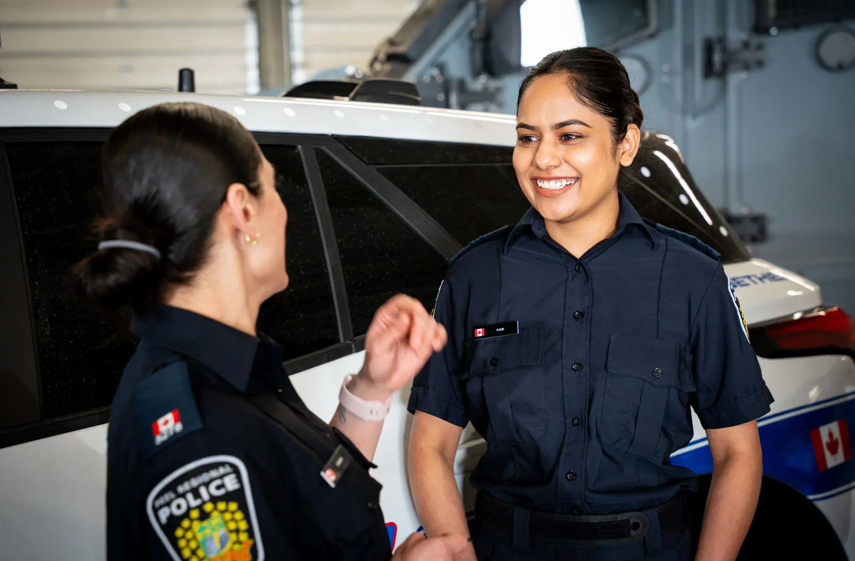 South-asian female police officers chatting