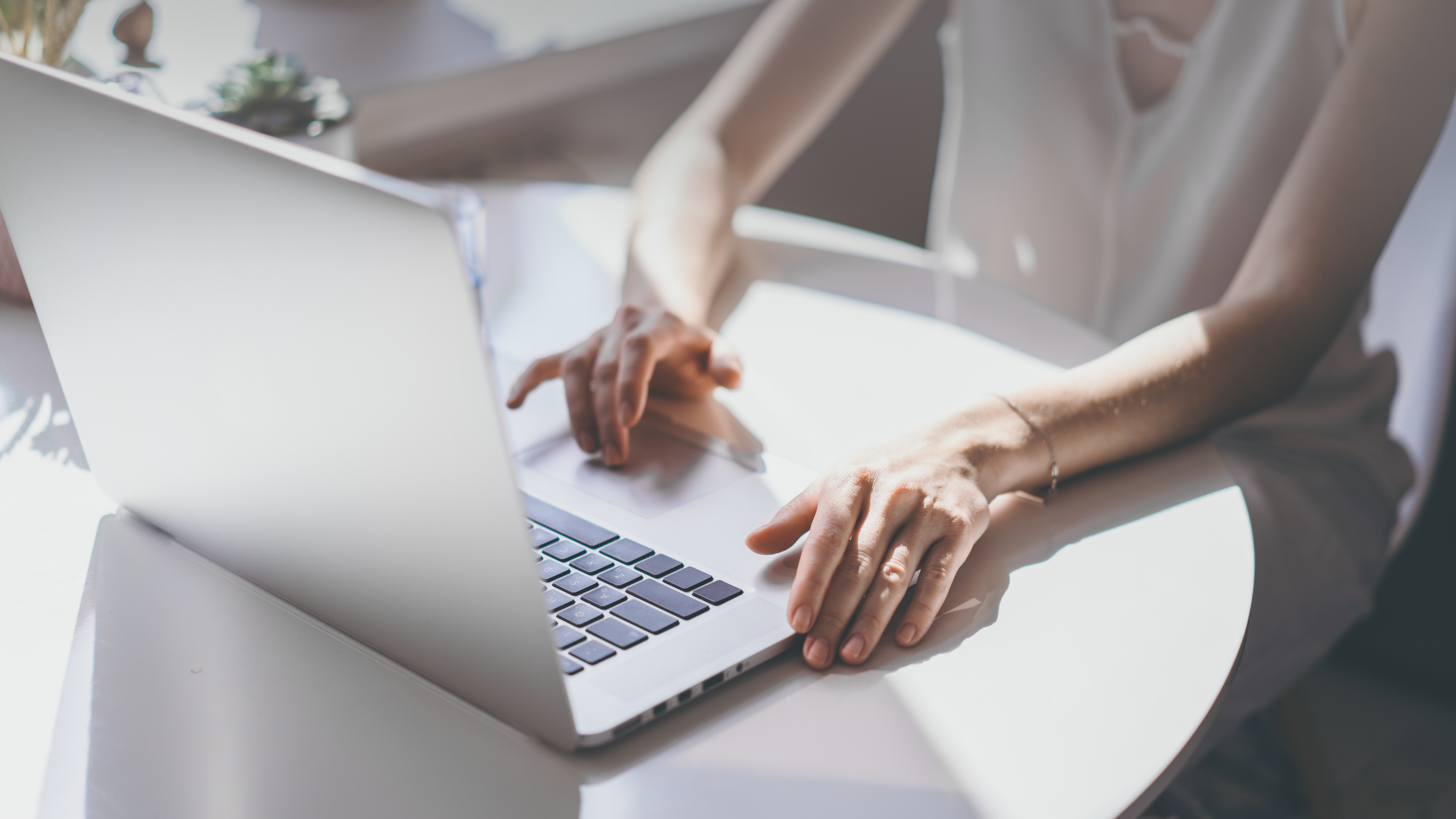 Woman working on laptop