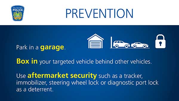 Tips-park in garage, box in car behind others, use security tracker, steering wheel lock