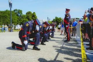 Honour Guard on knees