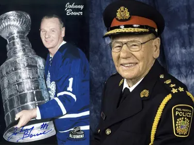Leaf's great, Johnny Bower, named Honorary Peel Regional Police Chief in 2003.